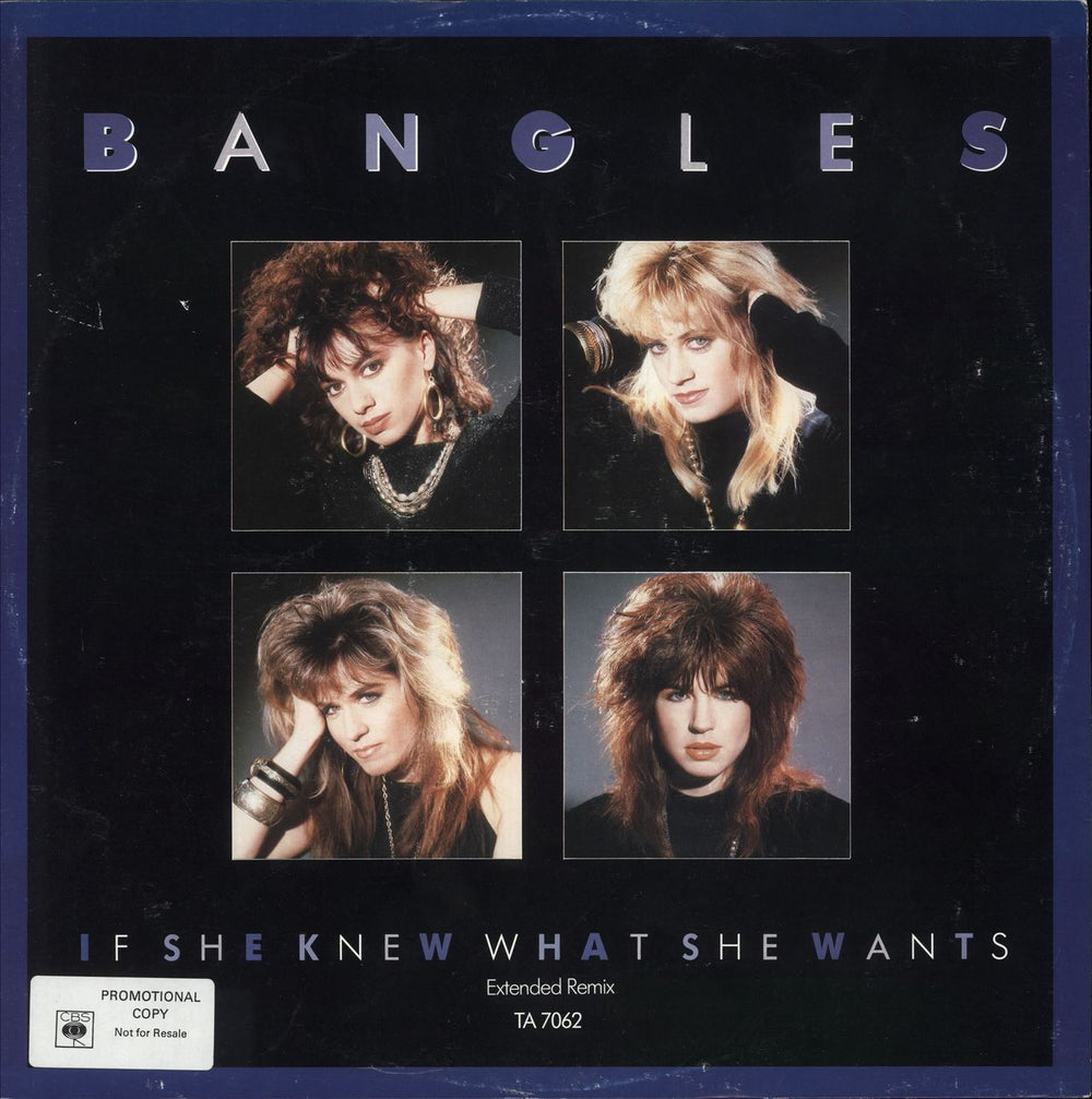 The Bangles If She Knew What She Wants - promo sticker UK 12" vinyl single (12 inch record / Maxi-single) TA7062