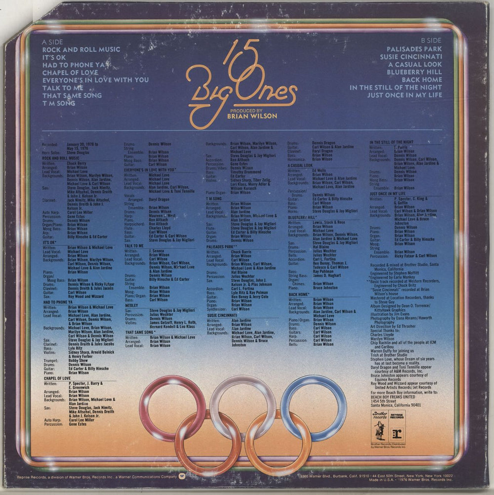 The Beach Boys 15 Big Ones US vinyl LP album (LP record)