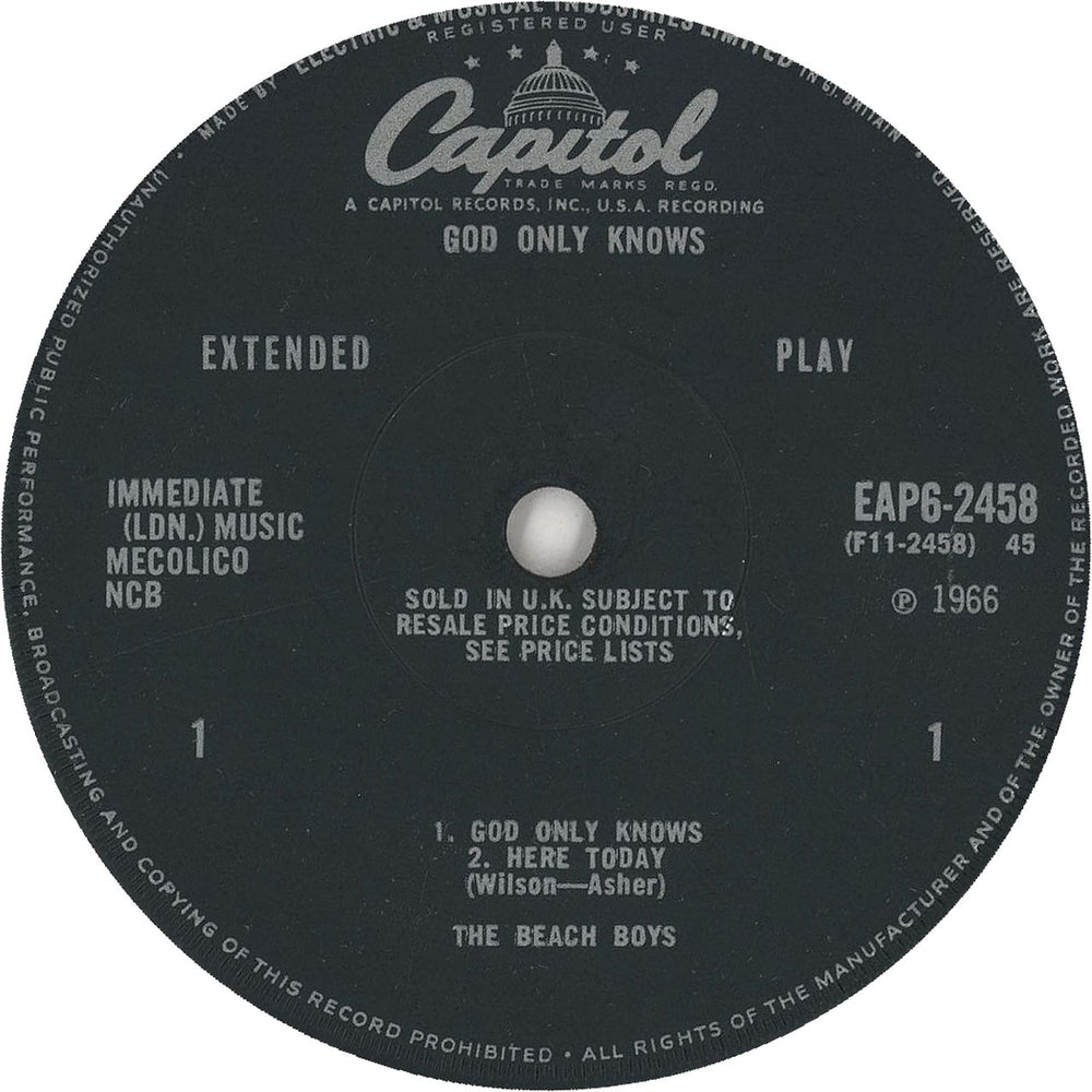 The Beach Boys God Only Knows EP UK 7" vinyl single (7 inch record / 45) BBO07GO61521