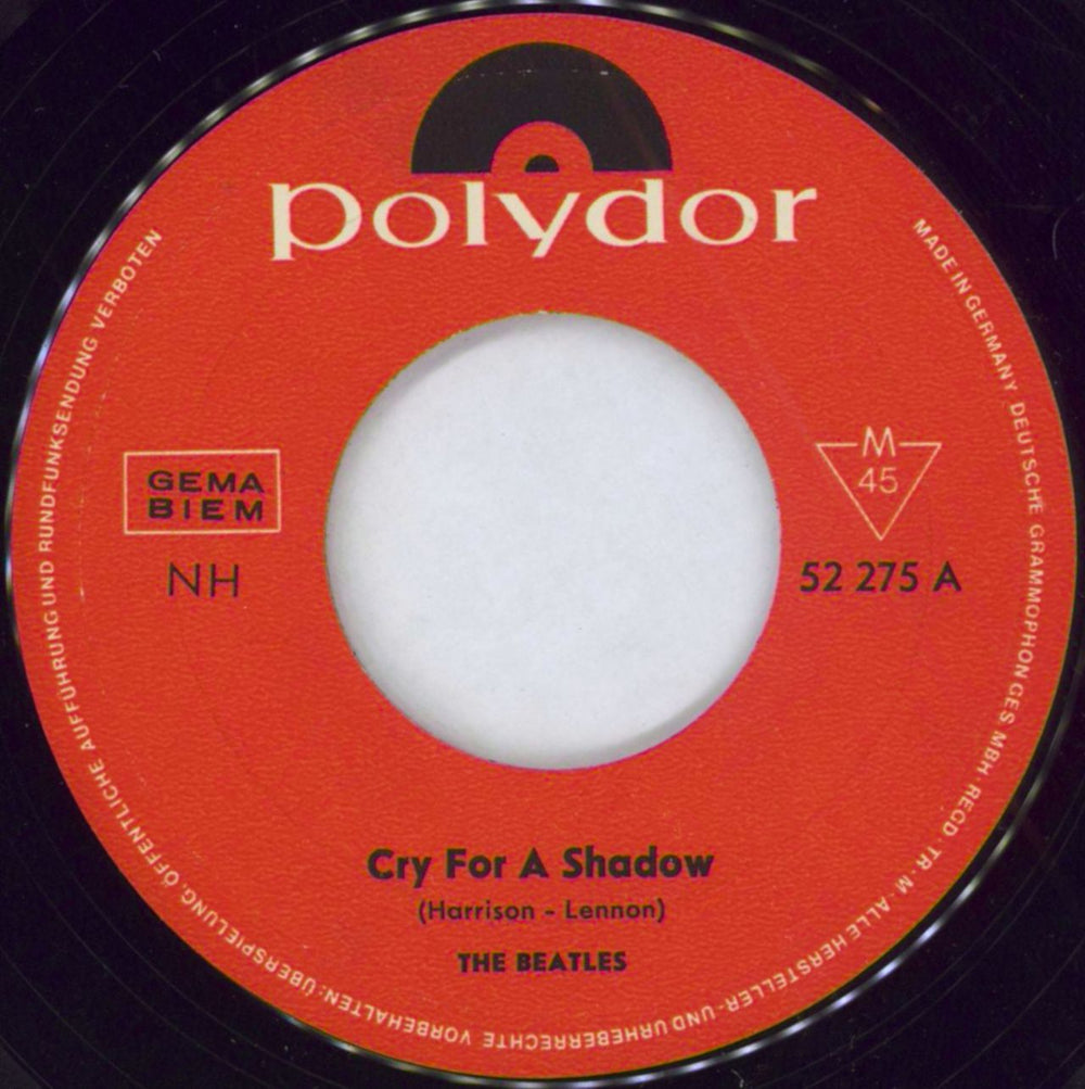 The Beatles Cry For A Shadow - P/S - VG German 7" vinyl single (7 inch record / 45) BTL07CR790026