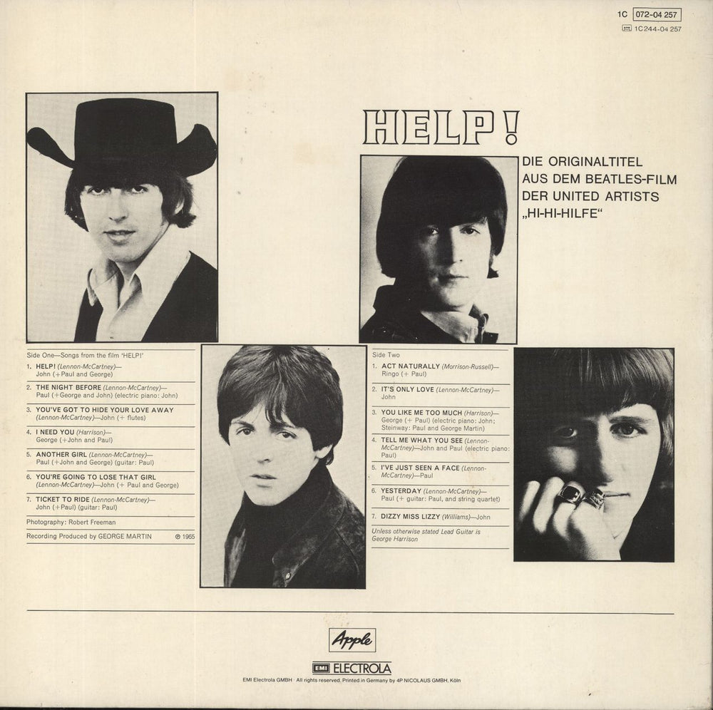 The Beatles Help! German vinyl LP album (LP record)