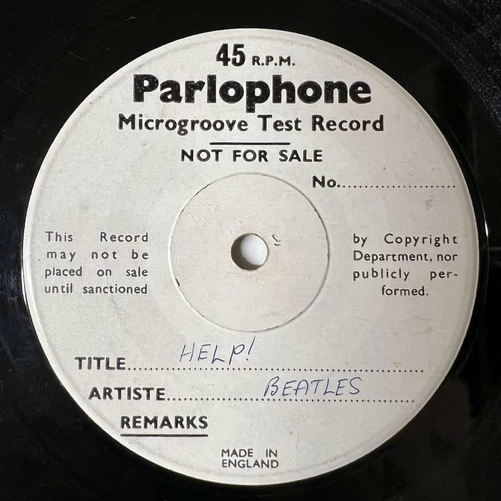 The Beatles Help! - Microgroove Test Record UK 7" vinyl single (7 inch record / 45) 7XCE18280-2 KT