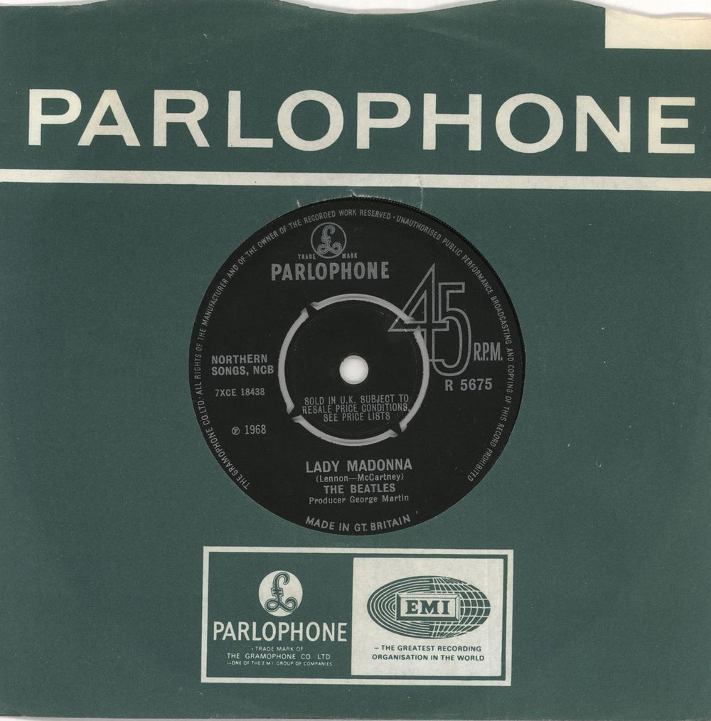 The Beatles Lady Madonna - 1st UK 7" vinyl single (7 inch record / 45) R5675