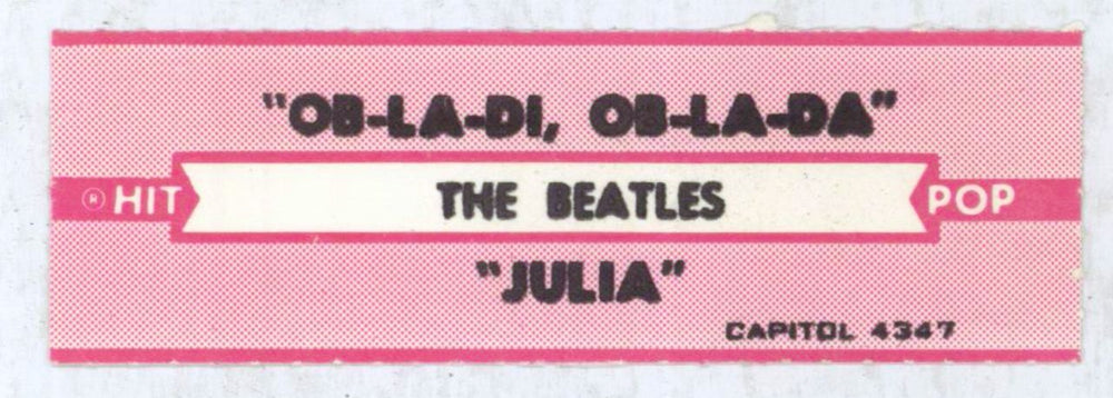 The Beatles Ob-La-Di Ob-La-Da - Orange Label + Hit-Pop Jukebox Tag US 7" vinyl single (7 inch record / 45)
