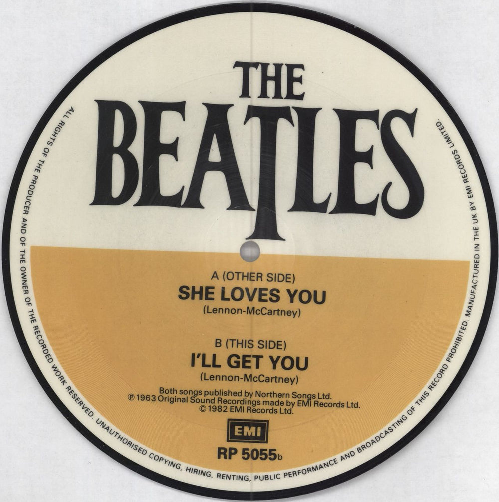 The Beatles She Loves You - EX UK 7" vinyl picture disc (7 inch picture disc single)