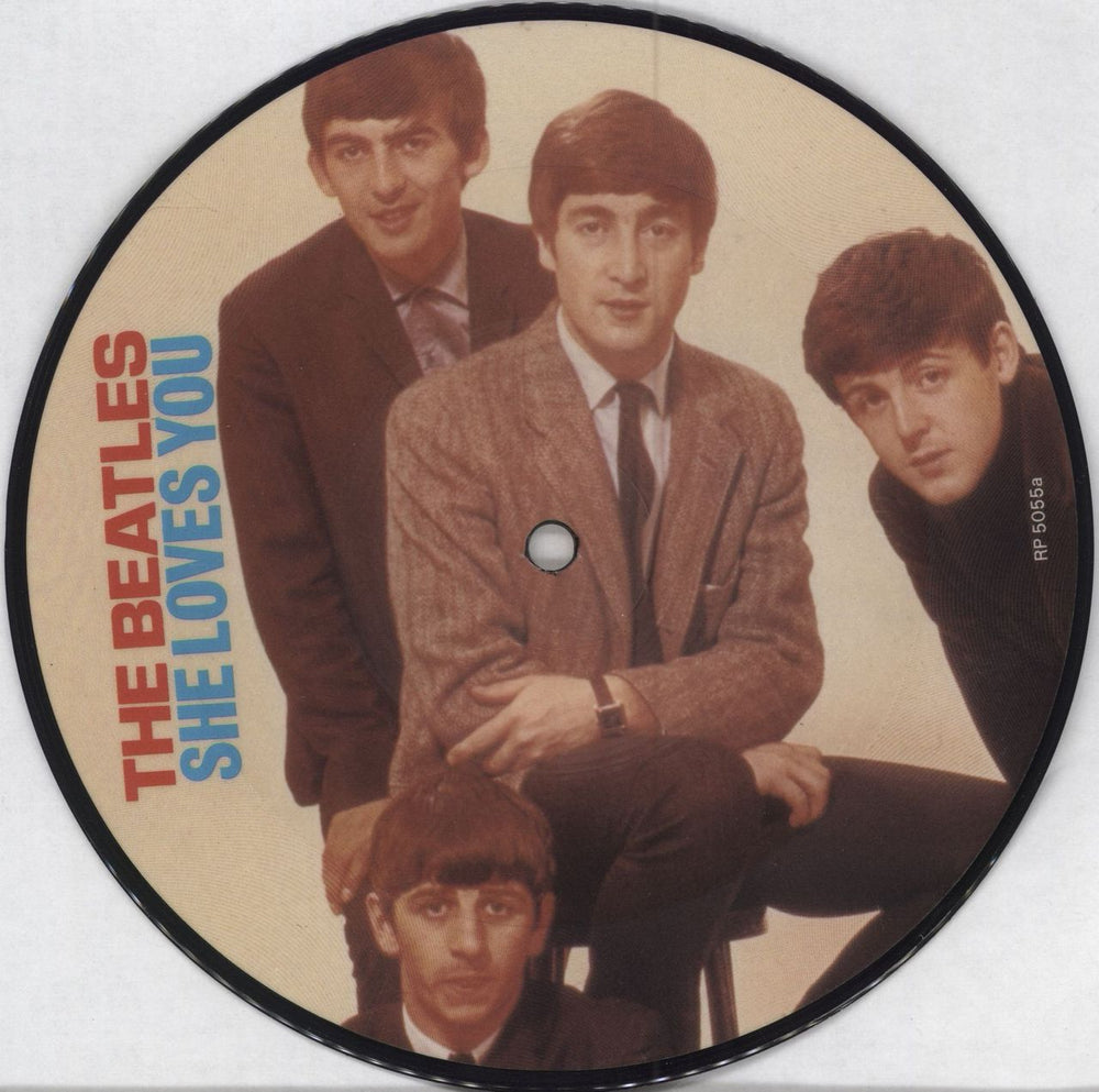 The Beatles She Loves You - EX UK 7" vinyl picture disc (7 inch picture disc single) RP5055