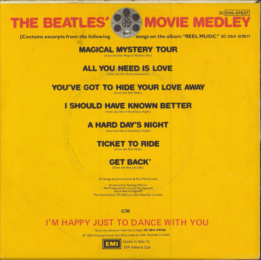 The Beatles The Beatles' Movie Medley Italian 7" vinyl single (7 inch record / 45)