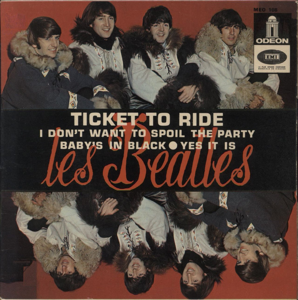 The Beatles Ticket To Ride EP - 2nd French 7" vinyl single (7 inch record / 45) MEO108