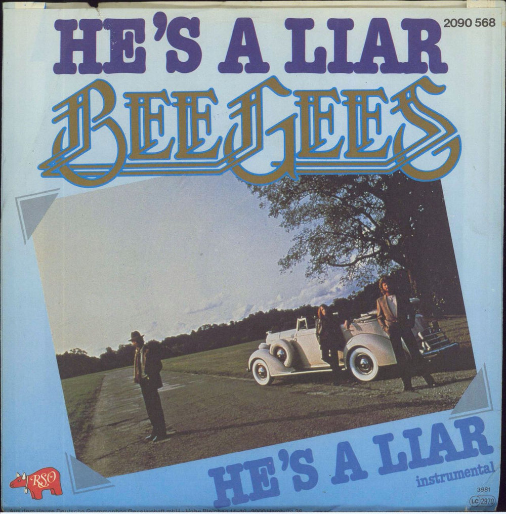 The Bee Gees He's A Liar + Sleeve German 7" vinyl single (7 inch record / 45)