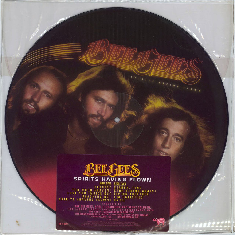 The Bee Gees Spirits Having Flown - Stickered Sleeve US picture disc LP (vinyl picture disc album) RS-1-3042