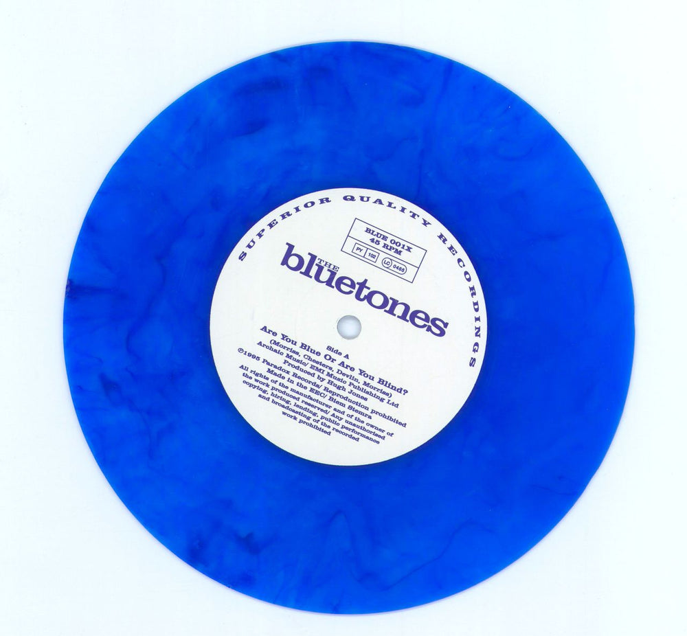 The Bluetones Are You Blue Or Are You Blind? - Blue Vinyl + Numbered Sleeve UK 7" vinyl single (7 inch record / 45) BTO07AR68730