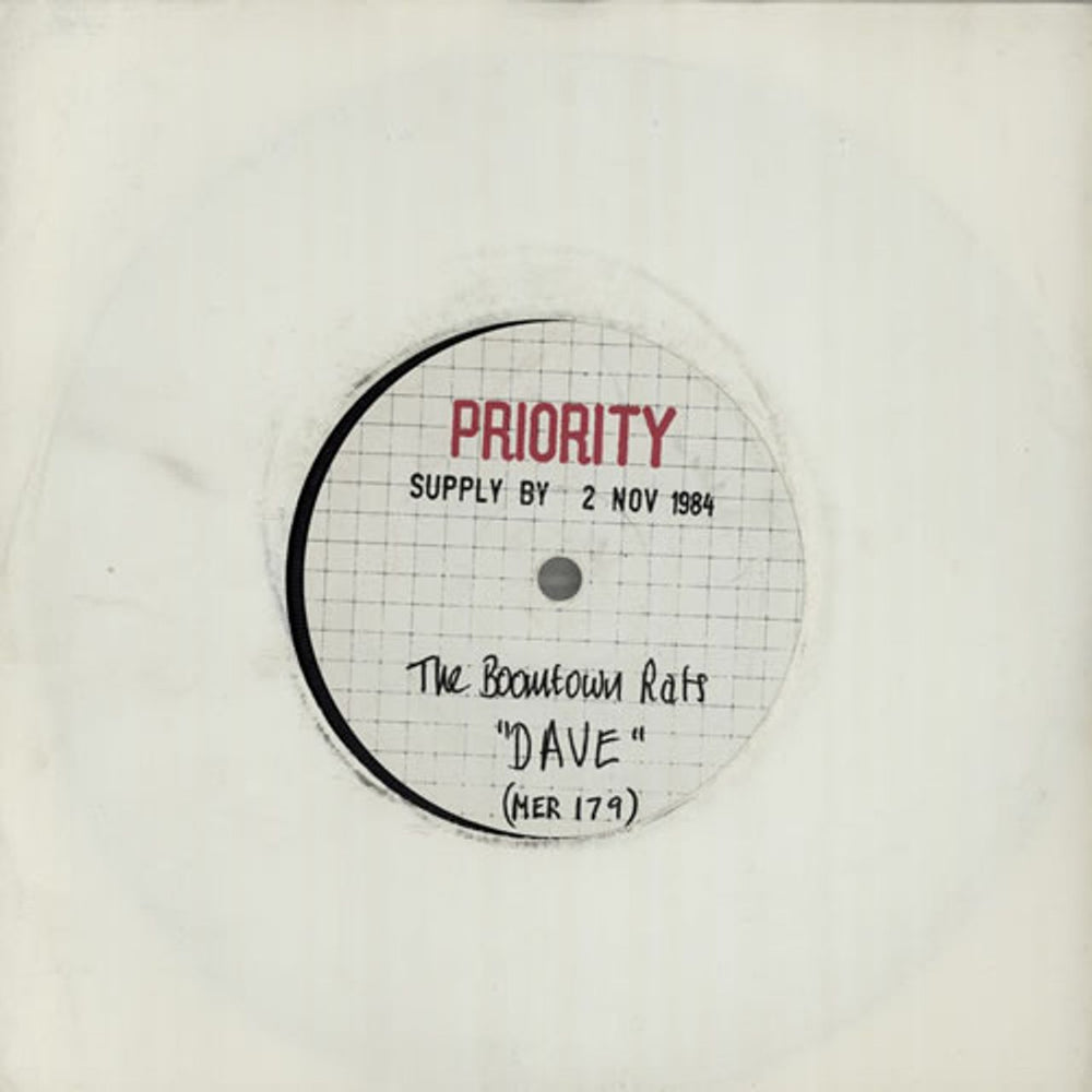 The Boomtown Rats Dave UK Promo 7" vinyl single (7 inch record / 45) MER179