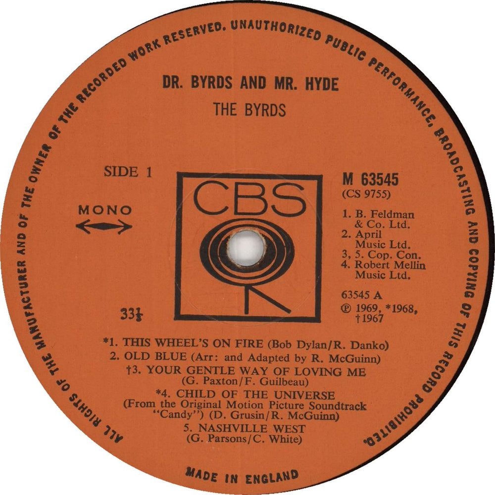 The Byrds Dr. Byrds & Mr Hyde - Mono - EX UK vinyl LP album (LP record)