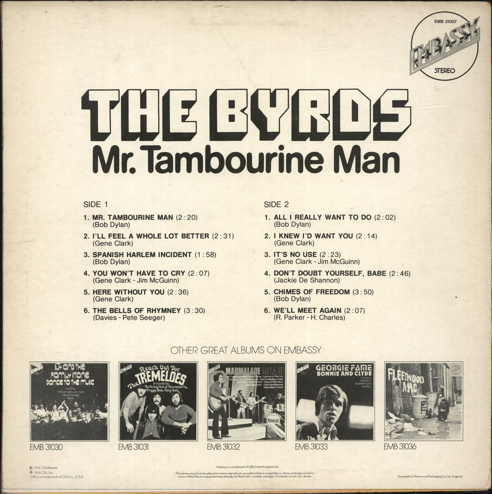 The Byrds Mr Tambourine Man UK vinyl LP album (LP record)