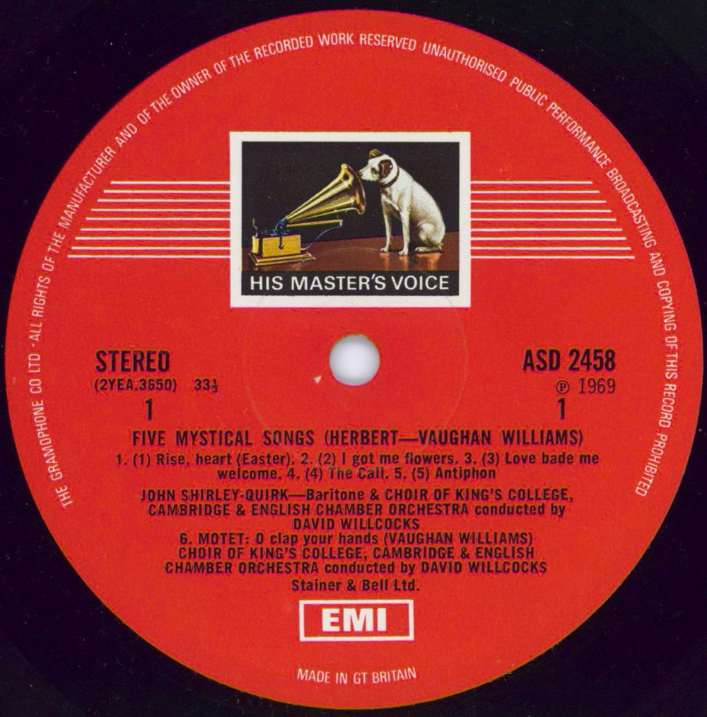 The Choir Of King's College, Cambridge Vaughan Williams: Mass in G Minor / Five Mystical Songs - 2nd UK vinyl LP album (LP record) KZ2LPVA777535
