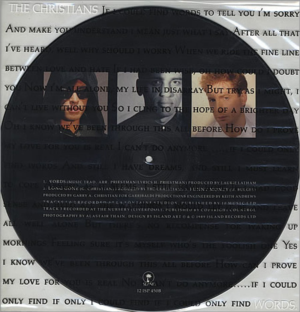 The Christians Words UK 12" vinyl picture disc (12 inch picture record) CTN2PWO09421