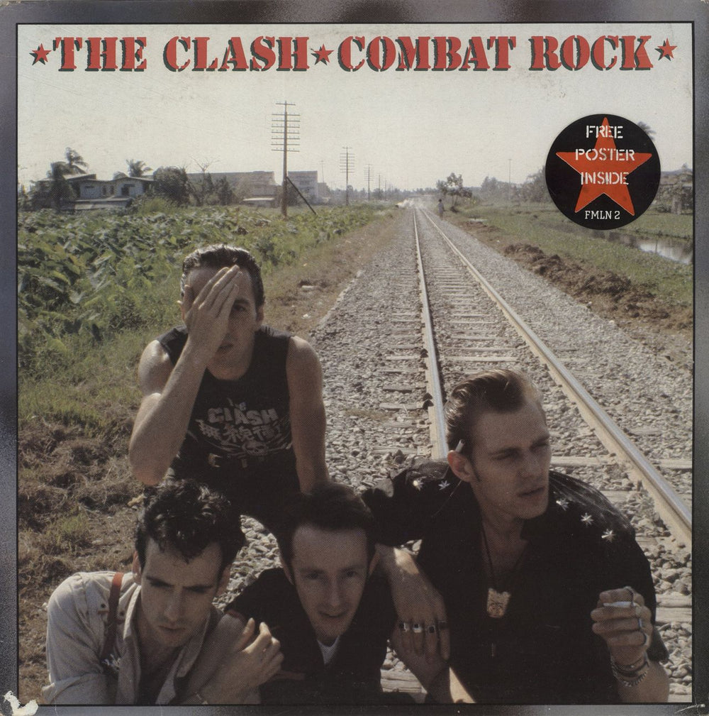 The Clash Combat Rock + Poster UK vinyl LP album (LP record) FMLN2