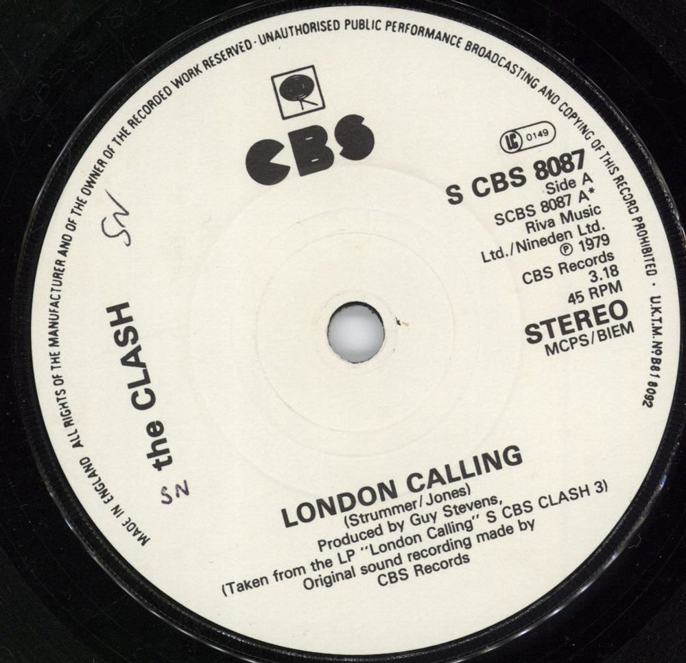 The Clash London Calling - Red - EX UK 7" vinyl single (7 inch record / 45) CSH07LO779401