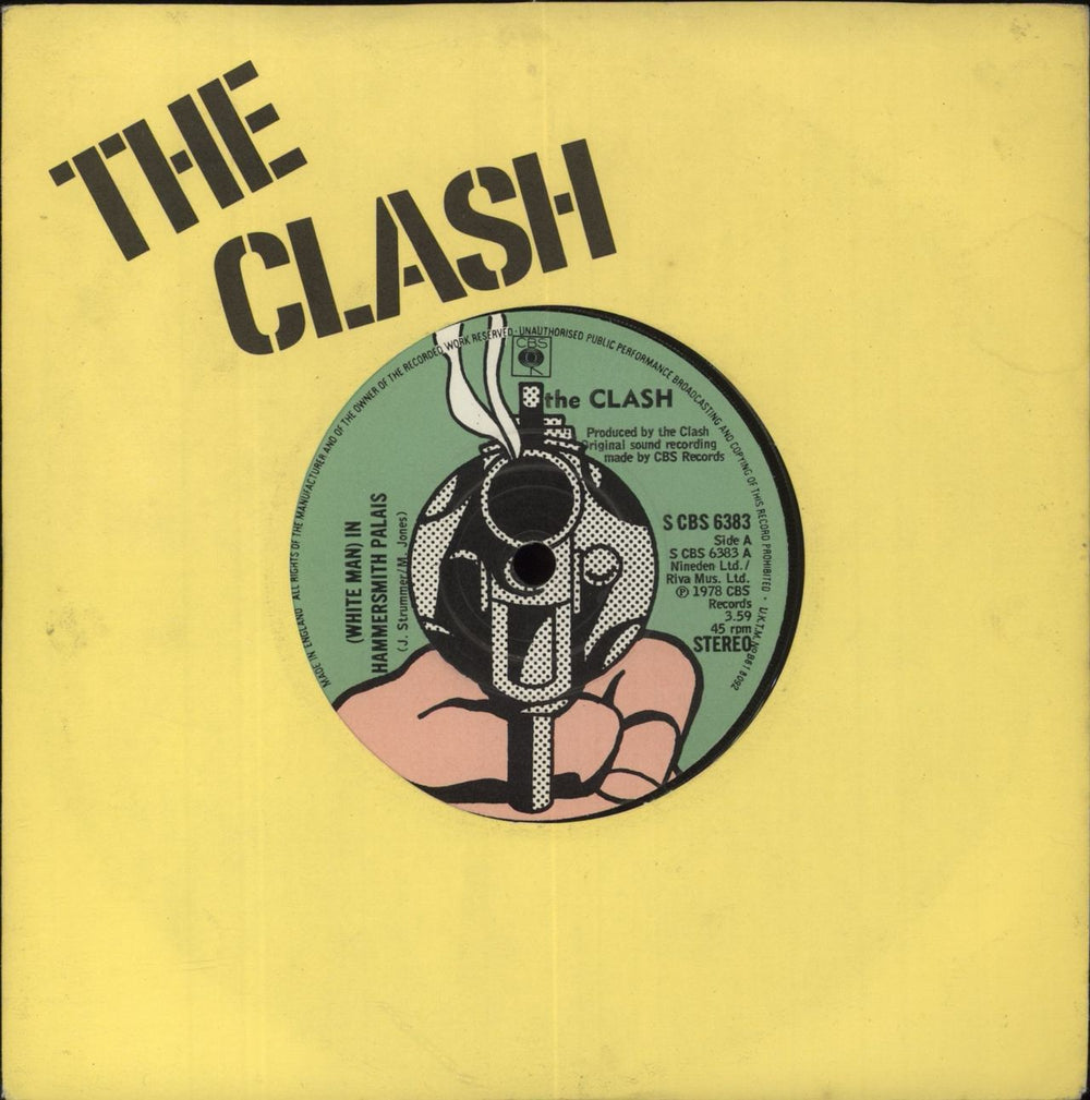 The Clash (White Man) In Hammersmith Palais - Yellow UK 7" vinyl single (7 inch record / 45) SCBS6383