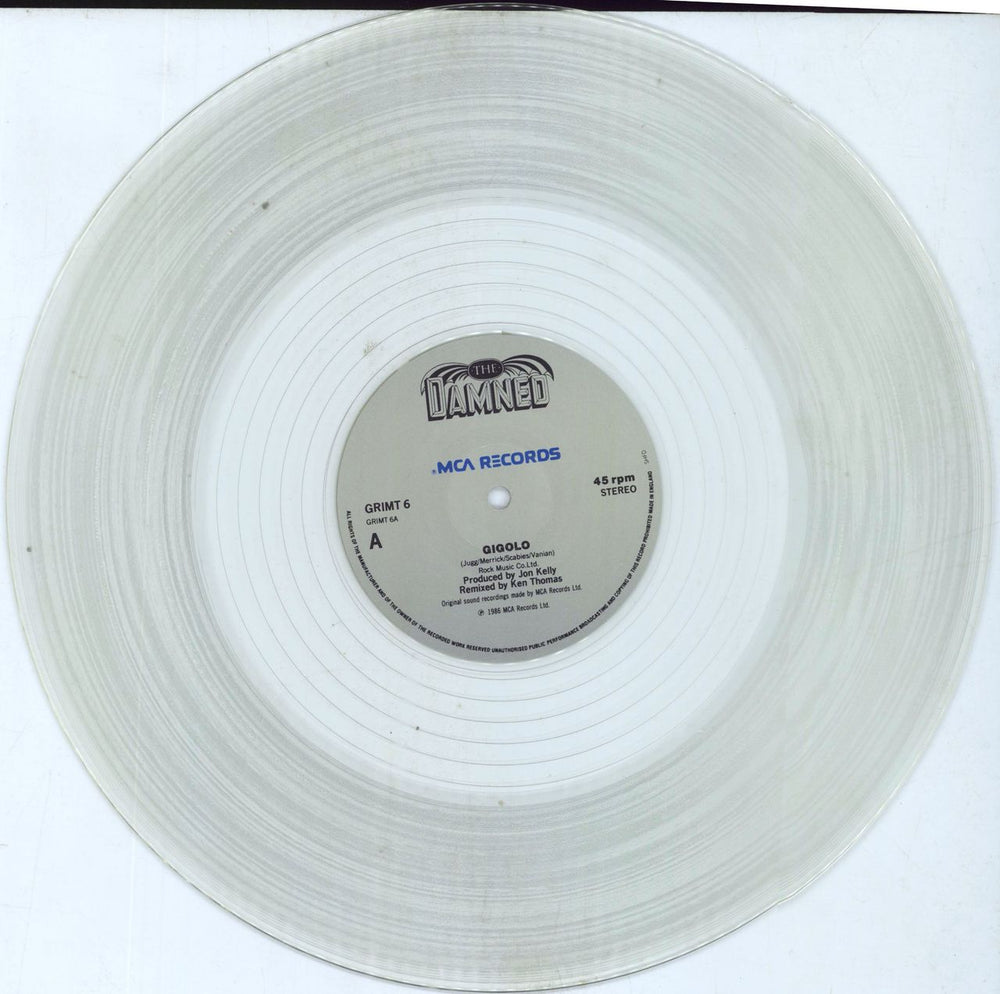 The Damned Gigolo - Clear Vinyl UK 12" vinyl single (12 inch record / Maxi-single) DAM12GI145856