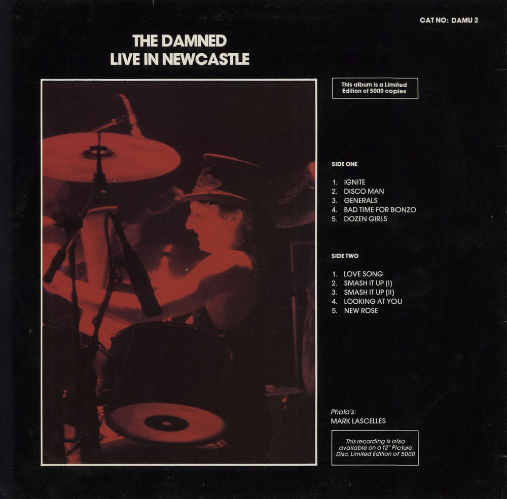 The Damned Live In Newcastle - VG UK vinyl LP album (LP record)