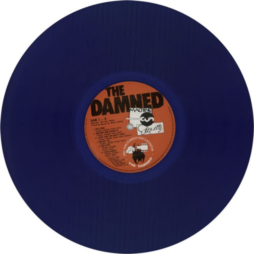 The Damned Machine Gun Etiquette - Blue Vinyl UK vinyl LP album (LP record) DAMLPMA612520