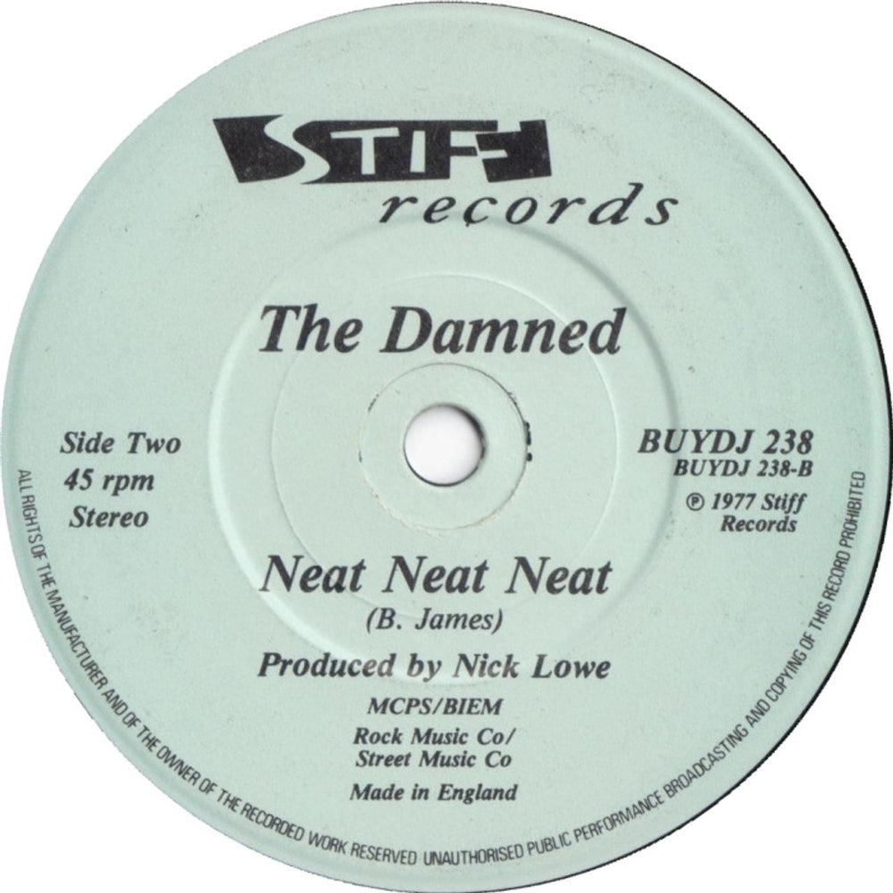 The Damned New Rose UK Promo 7" vinyl single (7 inch record / 45) DAM07NE204741