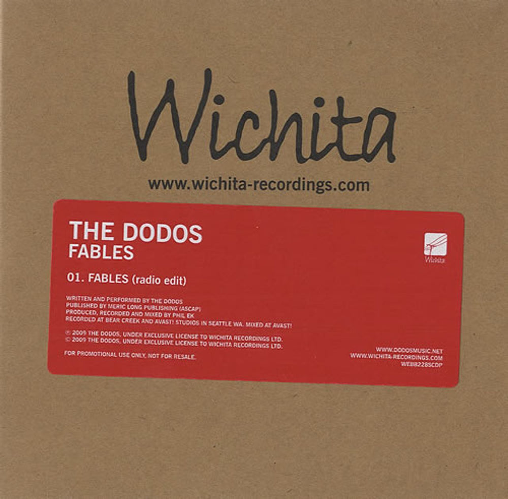 The Dodos Fables UK Promo CD single (CD5 / 5") WEBB228SCDP