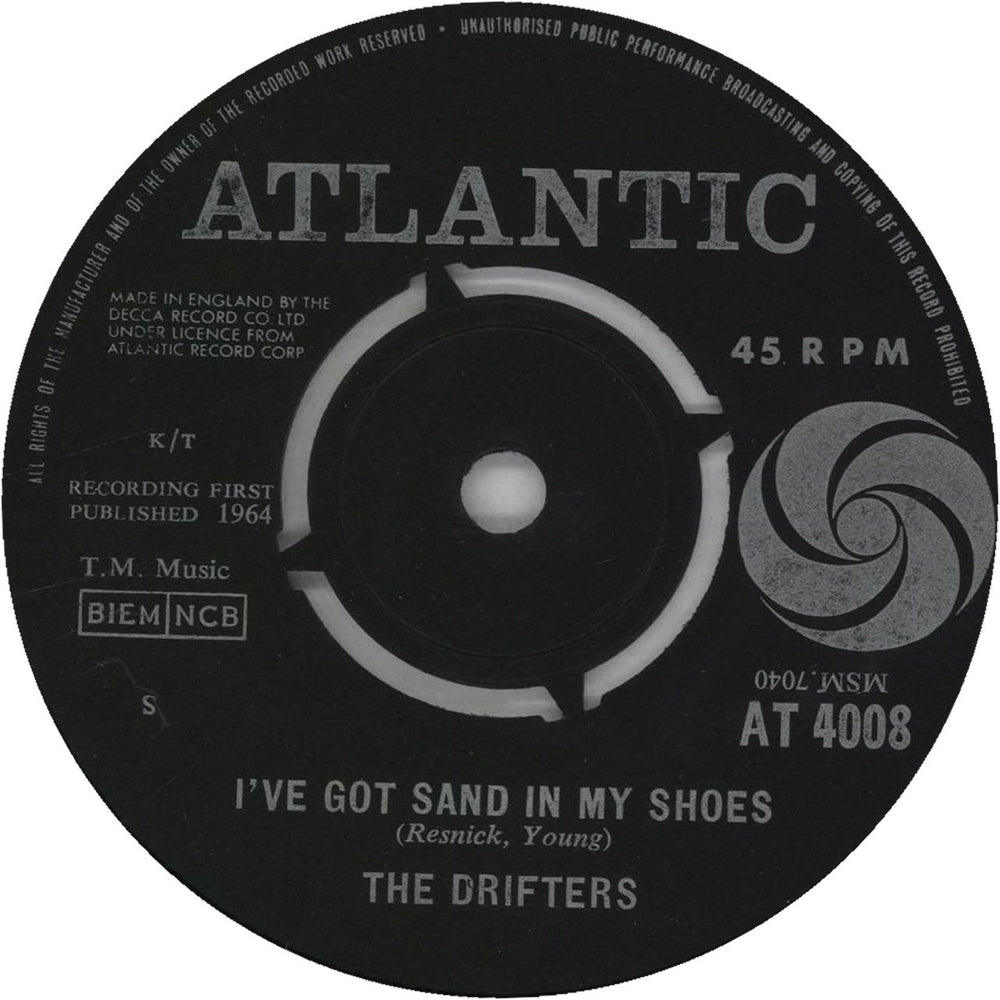 The Drifters I've Got Sand In My Shoes UK 7" vinyl single (7 inch record / 45) AT4008