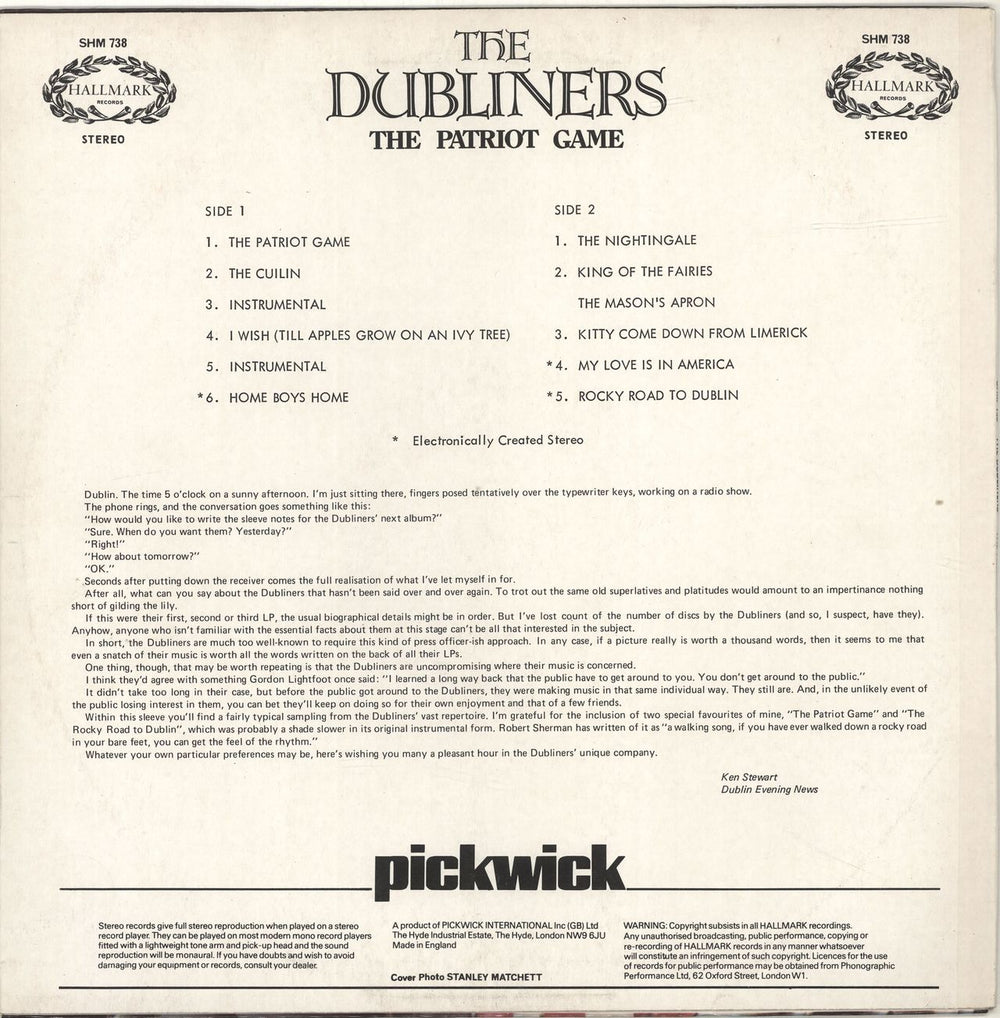 The Dubliners The Patriot Game UK vinyl LP album (LP record)