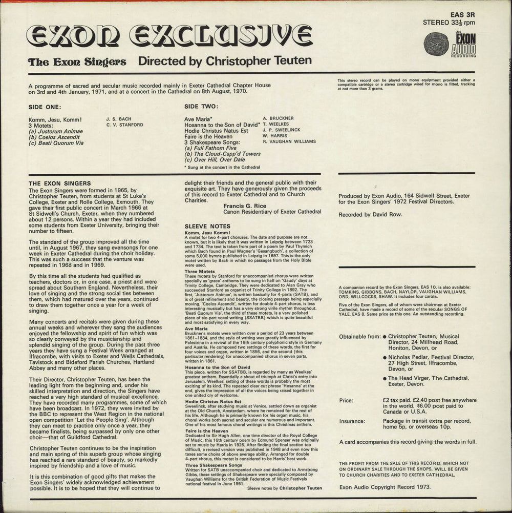 The Exon Singers Exon Exclusive (Red) UK vinyl LP album (LP record)