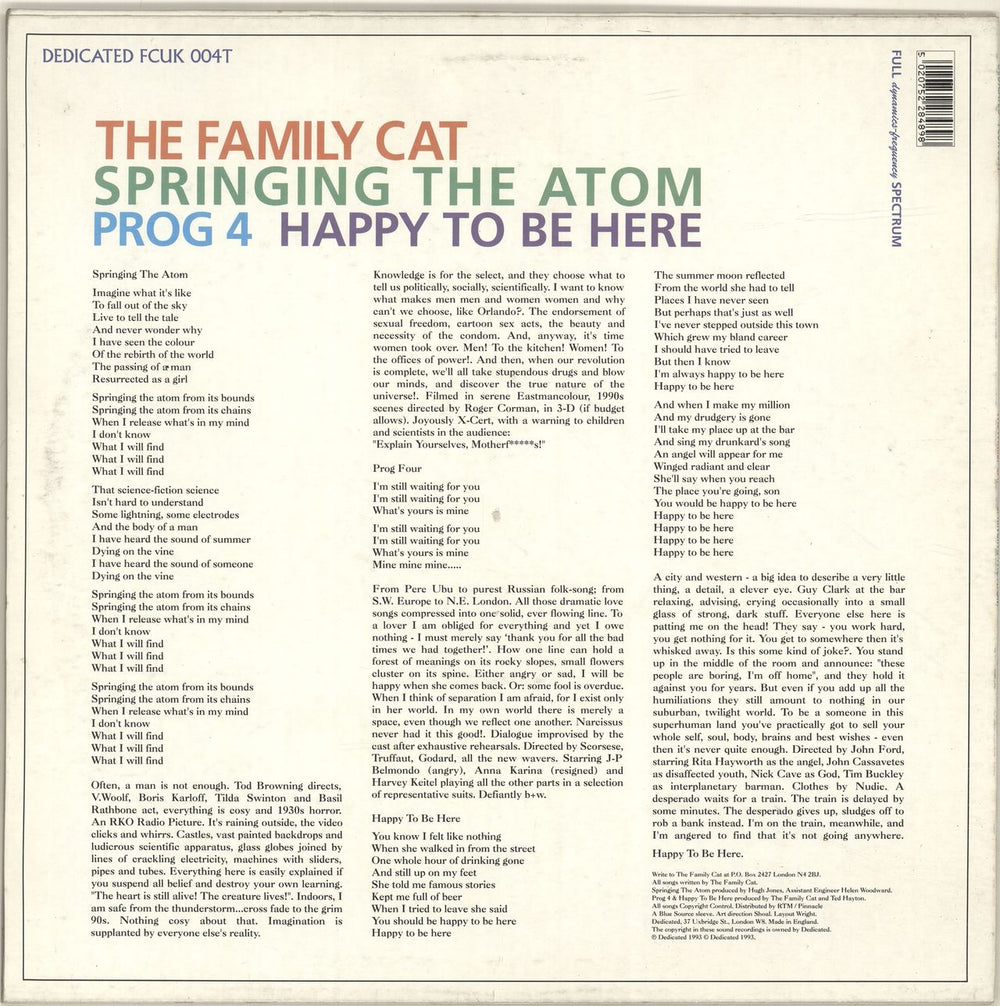 The Family Cat Springing The Atom UK Promo 12" vinyl single (12 inch record / Maxi-single) 5020752284898