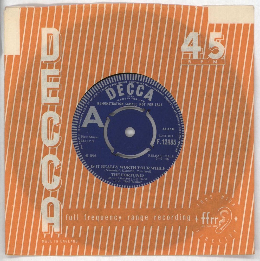 The Fortunes Is It Really Worth Your While - A Label UK Promo 7" vinyl single (7 inch record / 45) F.12485