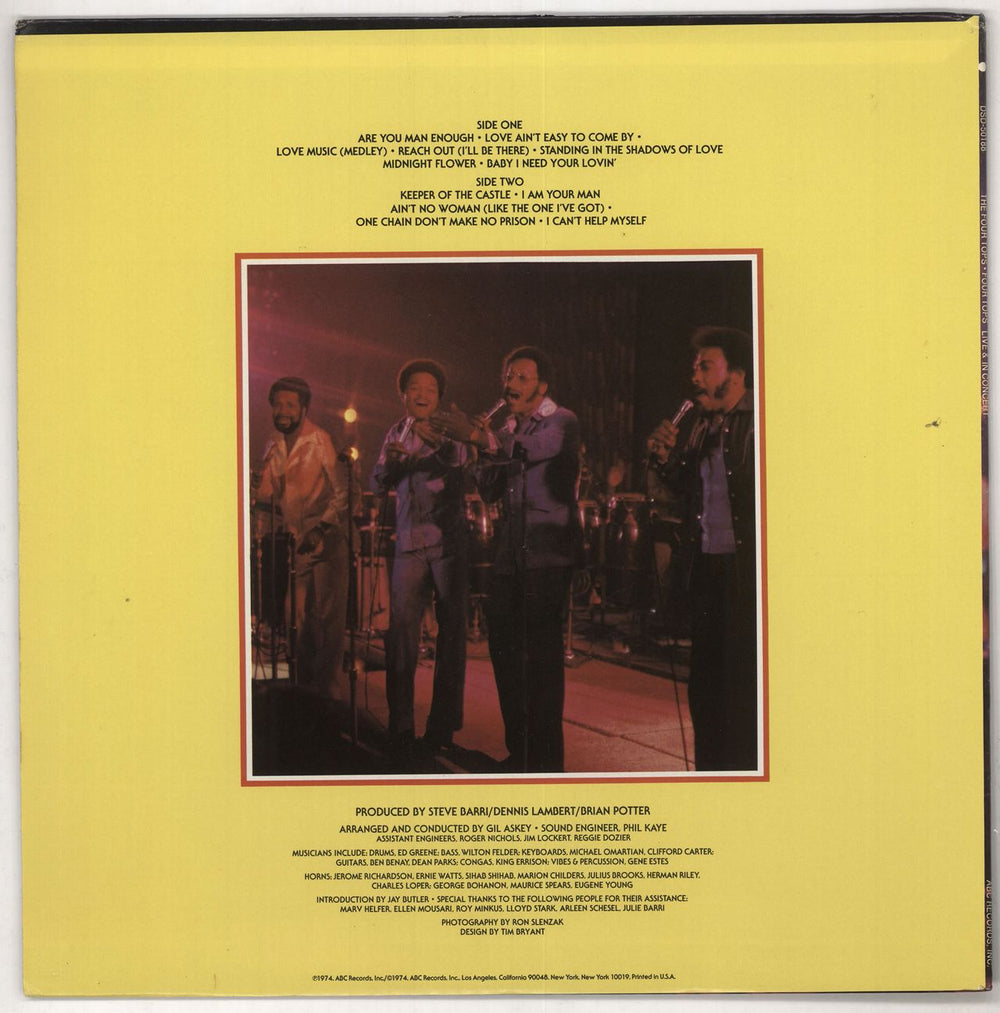 The Four Tops Live & In Concert US vinyl LP album (LP record)