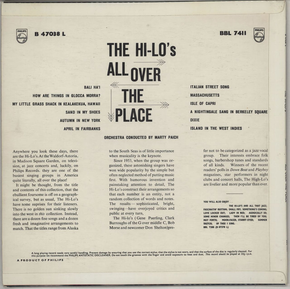 The Hi-Lo's All Over The Place UK vinyl LP album (LP record)