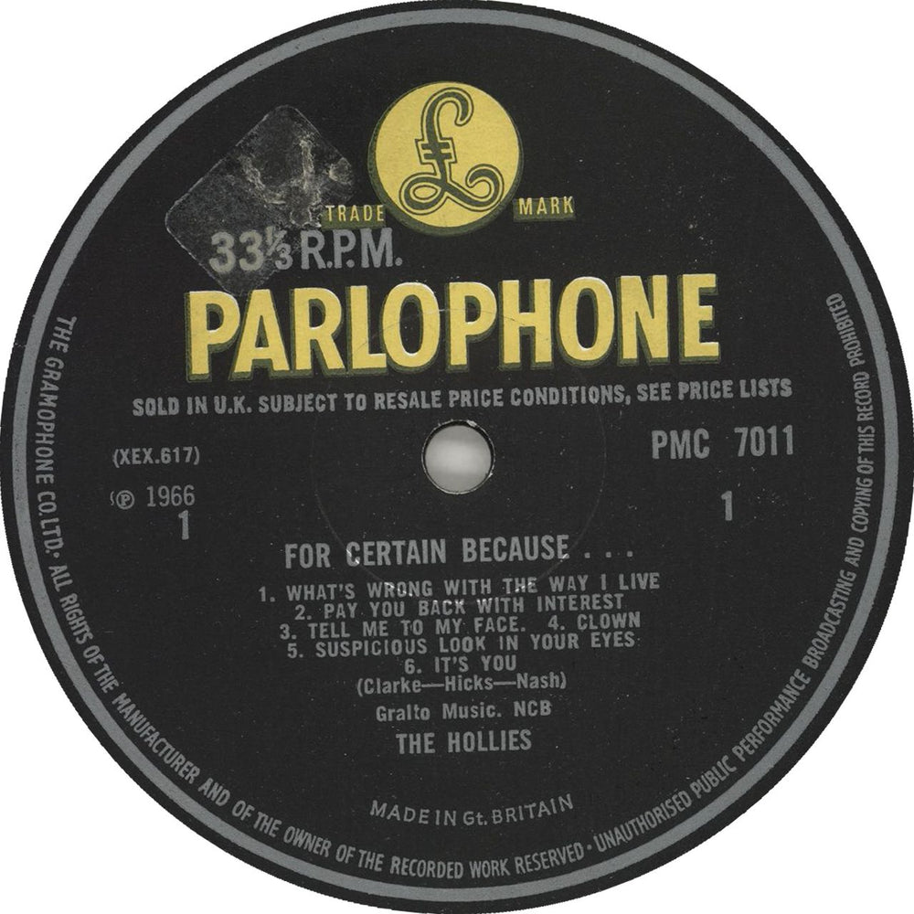 The Hollies For Certain Because... - VG UK vinyl LP album (LP record) HLLLPFO718677