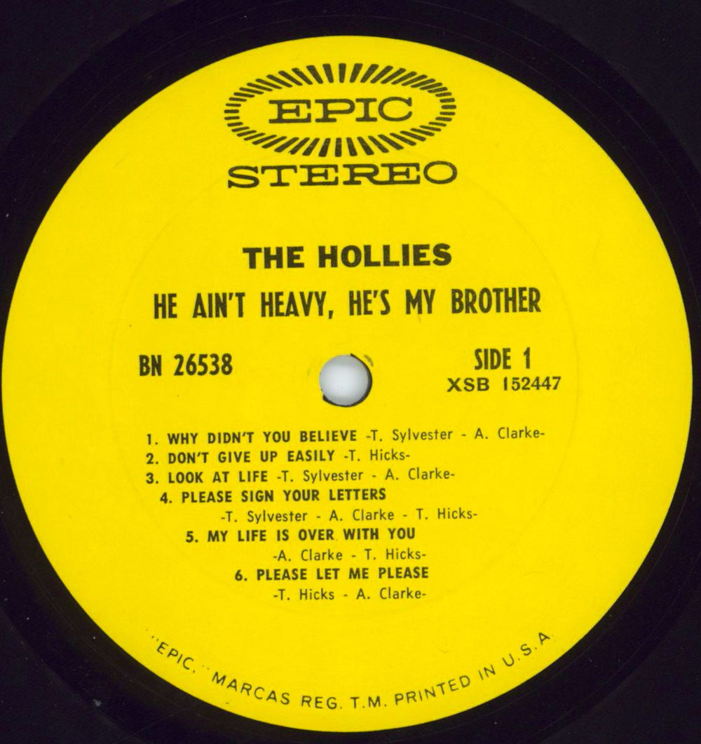 The Hollies He Ain't Heavy, He's My Brother US vinyl LP album (LP record) HLLLPHE809770