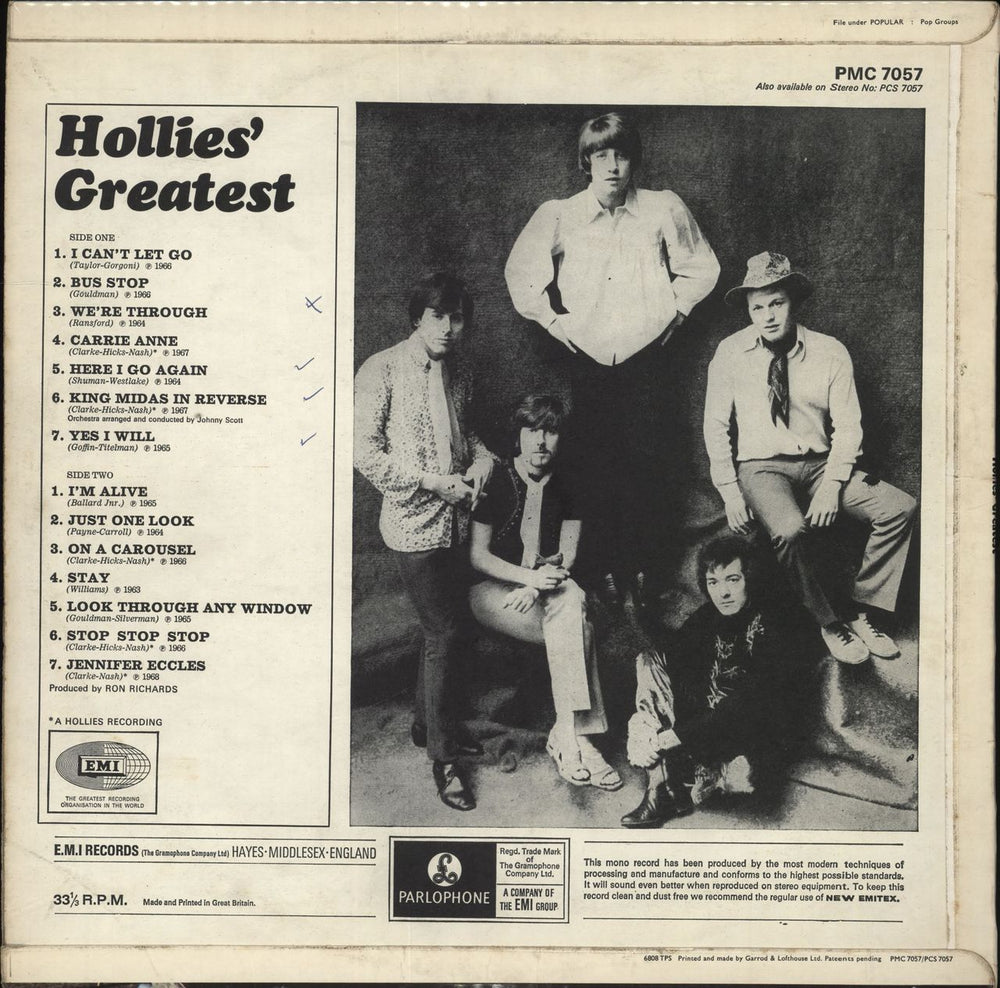 The Hollies Hollies' Greatest - 2nd - One EMI Box Label - EX UK vinyl LP album (LP record)