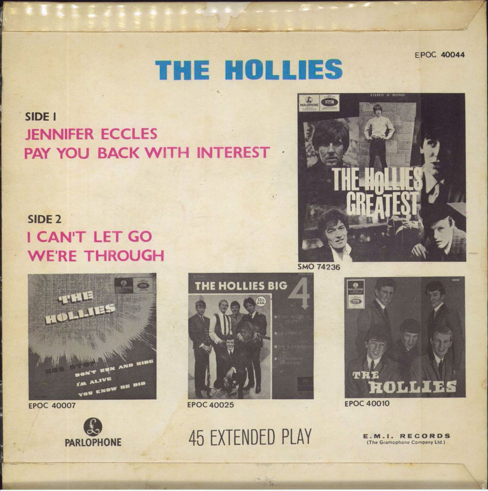 The Hollies Jennifer Eccles Israeli 7" vinyl single (7 inch record / 45)