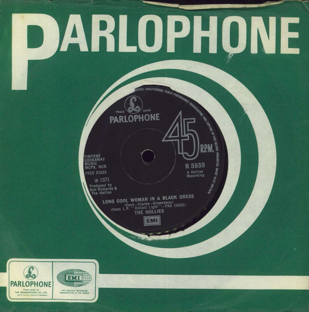 The Hollies Long Cool Woman In A Black Dress - Solid UK 7" vinyl single (7 inch record / 45) R5939