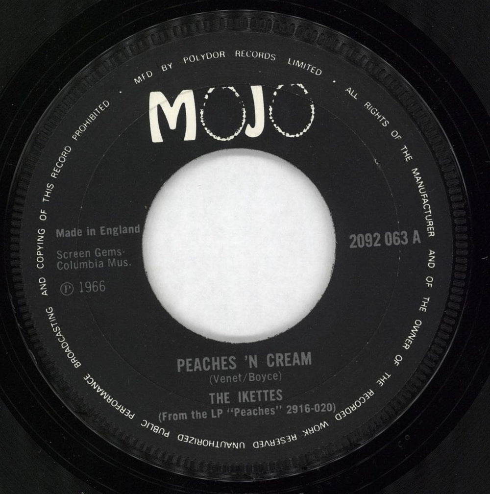 The Ikettes Peaches 'N Cream UK 7" vinyl single (7 inch record / 45) 2092063