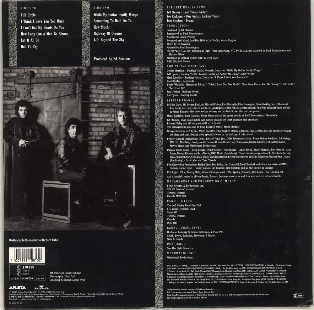 The Jeff Healey Band Hell To Pay German vinyl LP album (LP record) 4007192108152