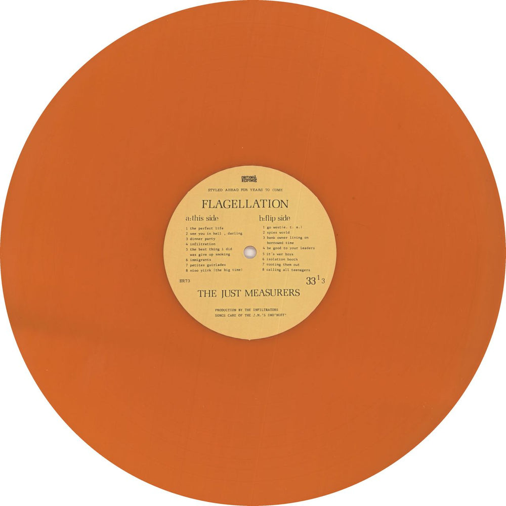 The Just Measurers Flagellation - Orange Vinyl + Shrink US vinyl LP album (LP record) 0H8LPFL728794