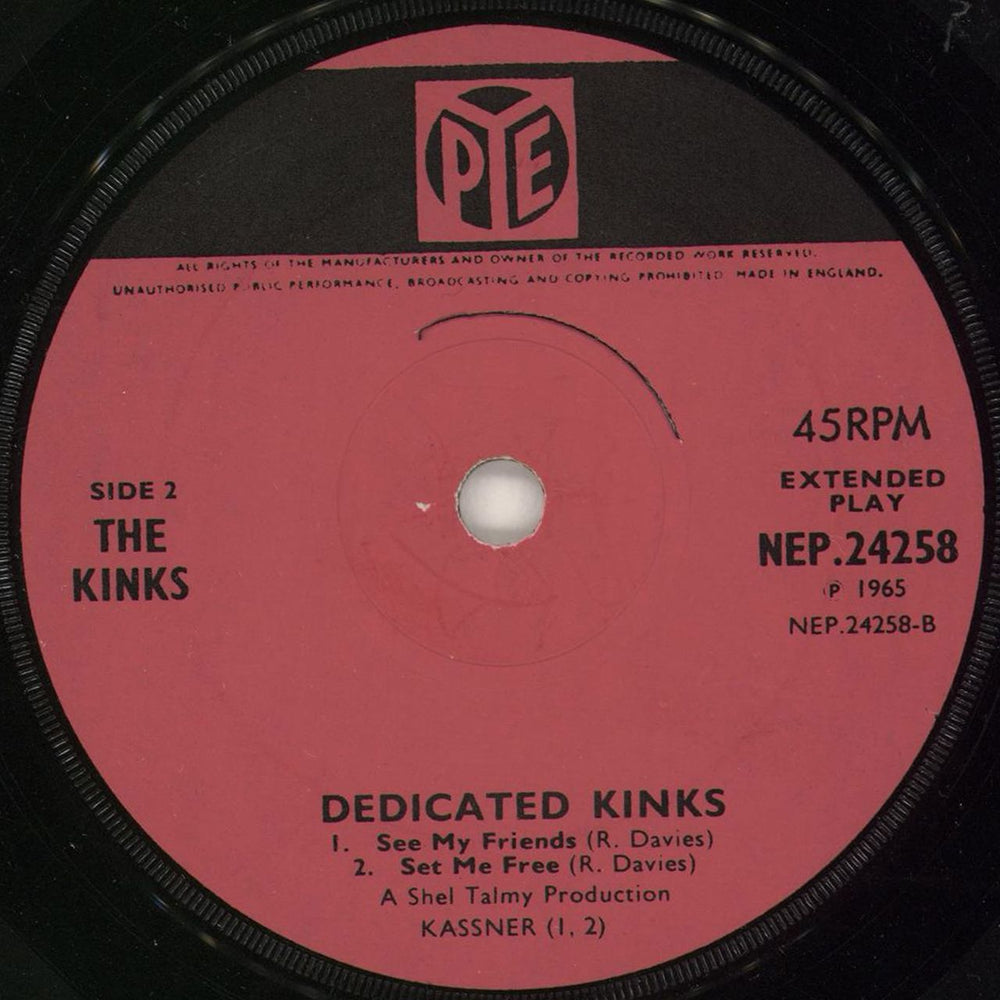 The Kinks Dedicated Kinks EP UK 7" vinyl single (7 inch record / 45)