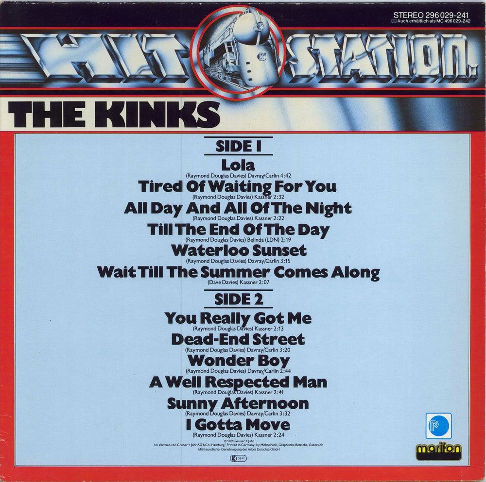 The Kinks Hit Station German vinyl LP album (LP record)