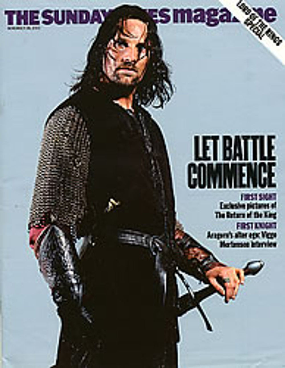 The Lord Of The Rings The Sunday Times Magazine - 30th november 2003 + poster UK Promo magazine NOVEMBER 30