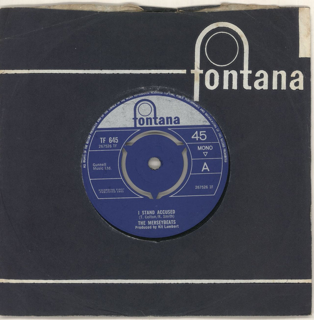 The Merseybeats I Stand Accused - 3prong UK 7" vinyl single (7 inch record / 45) TF645