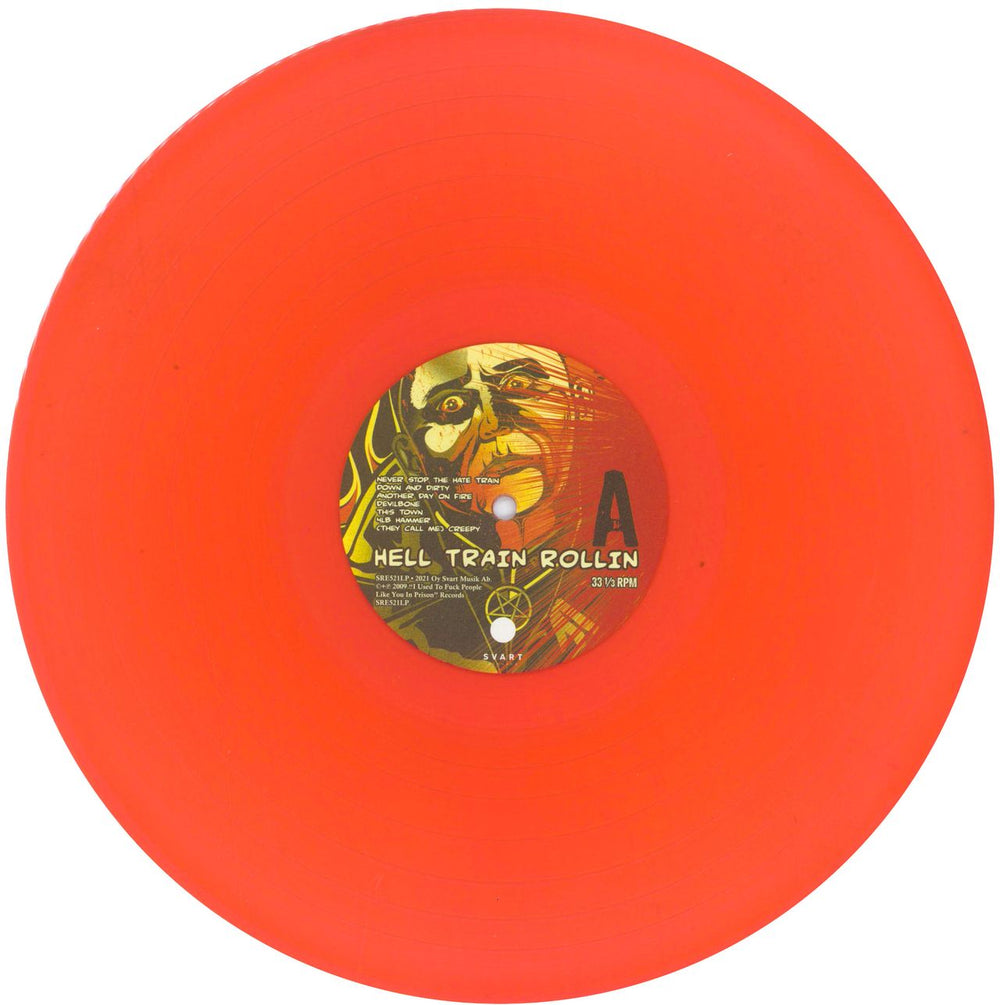 The Meteors (80s) Hell Train Rollin' - Neon Orange Vinyl German vinyl LP album (LP record) TEOLPHE800799