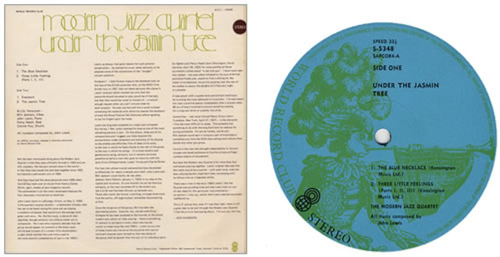 The Modern Jazz Quartet Under The Jasmin Tree Australian vinyl LP album (LP record) MJQLPUN383640