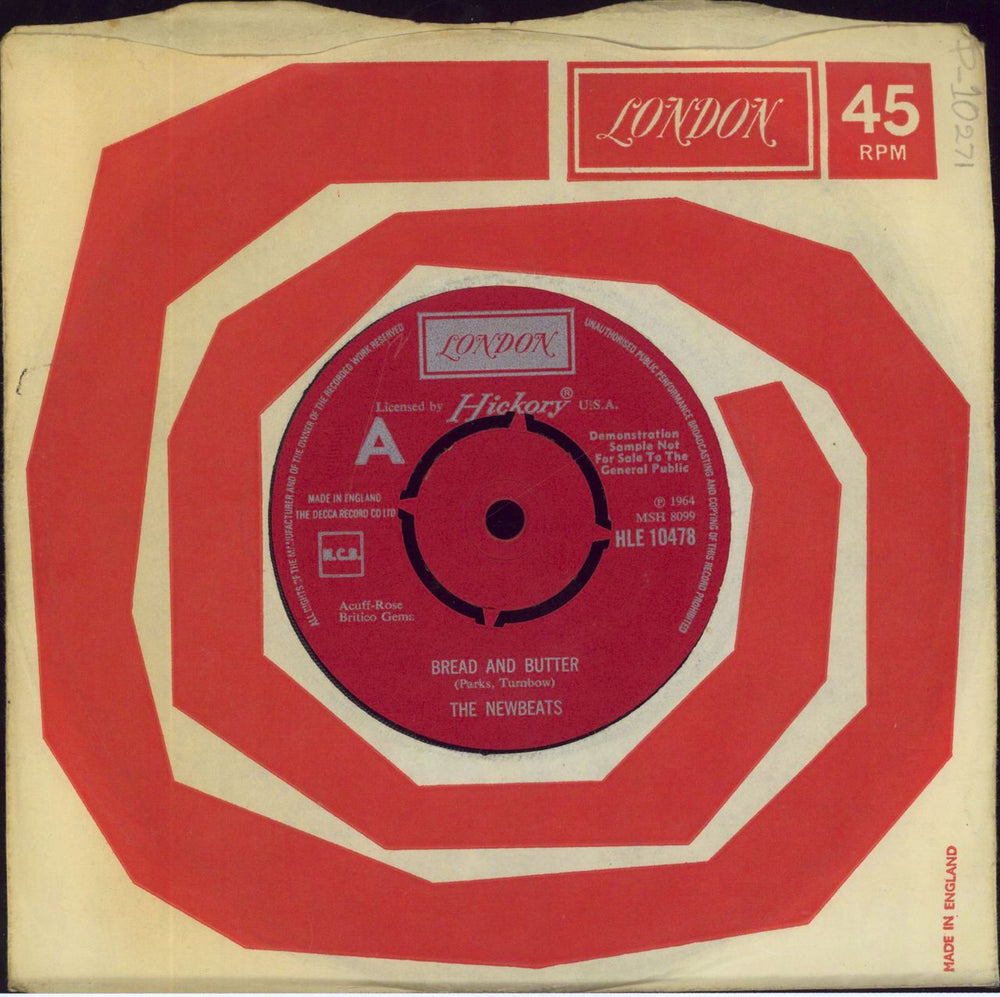 The Newbeats Bread And Butter - A Label UK Promo 7" vinyl single (7 inch record / 45) HLE10478